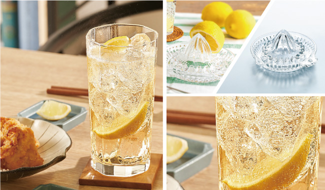 レモンサワーグラスとレモン搾り器