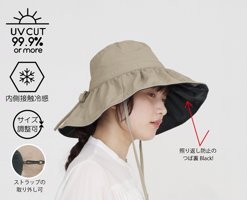 (日本語) 接触冷感ナイロンフリルハット